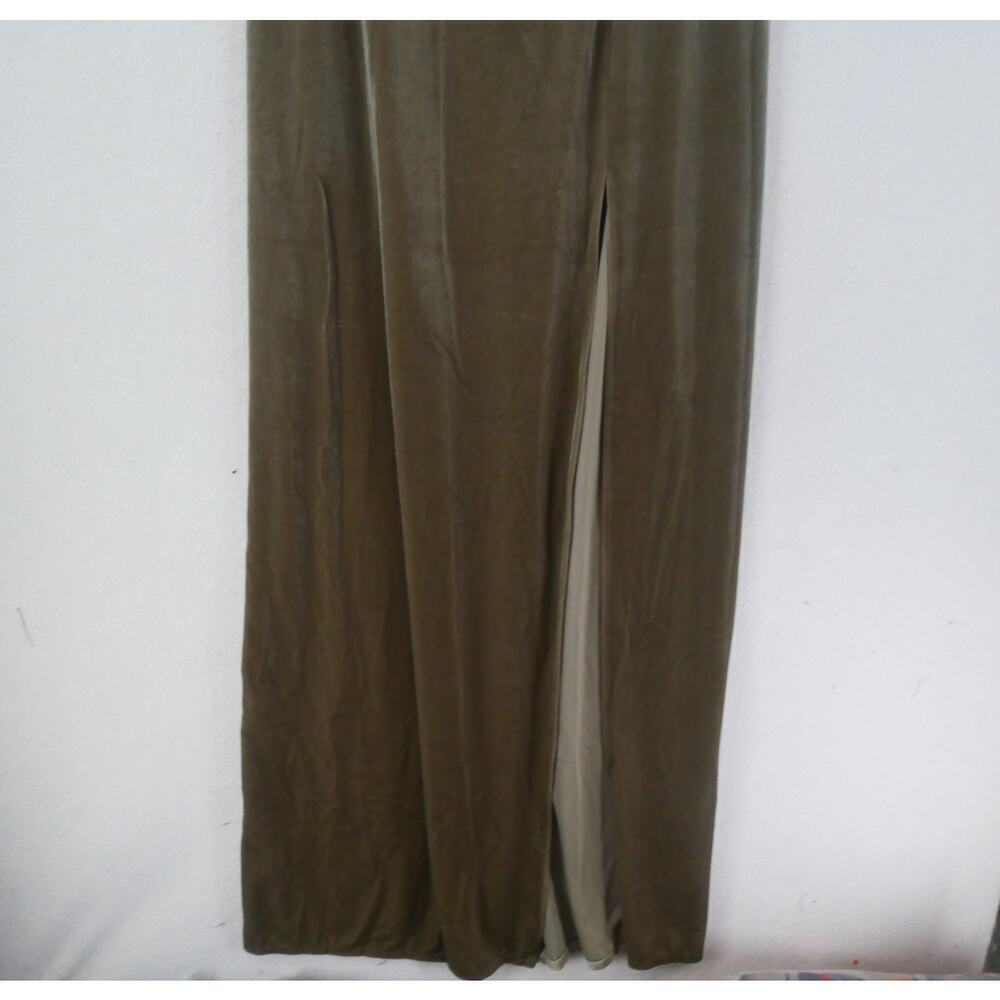 NEW Jenny Yoo women's 10 Quinn Velvet Velour Long Maxi Dress Slit Sage Green - Picture 8 of 11
